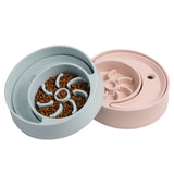 Two moon and sun pet food bowl with food