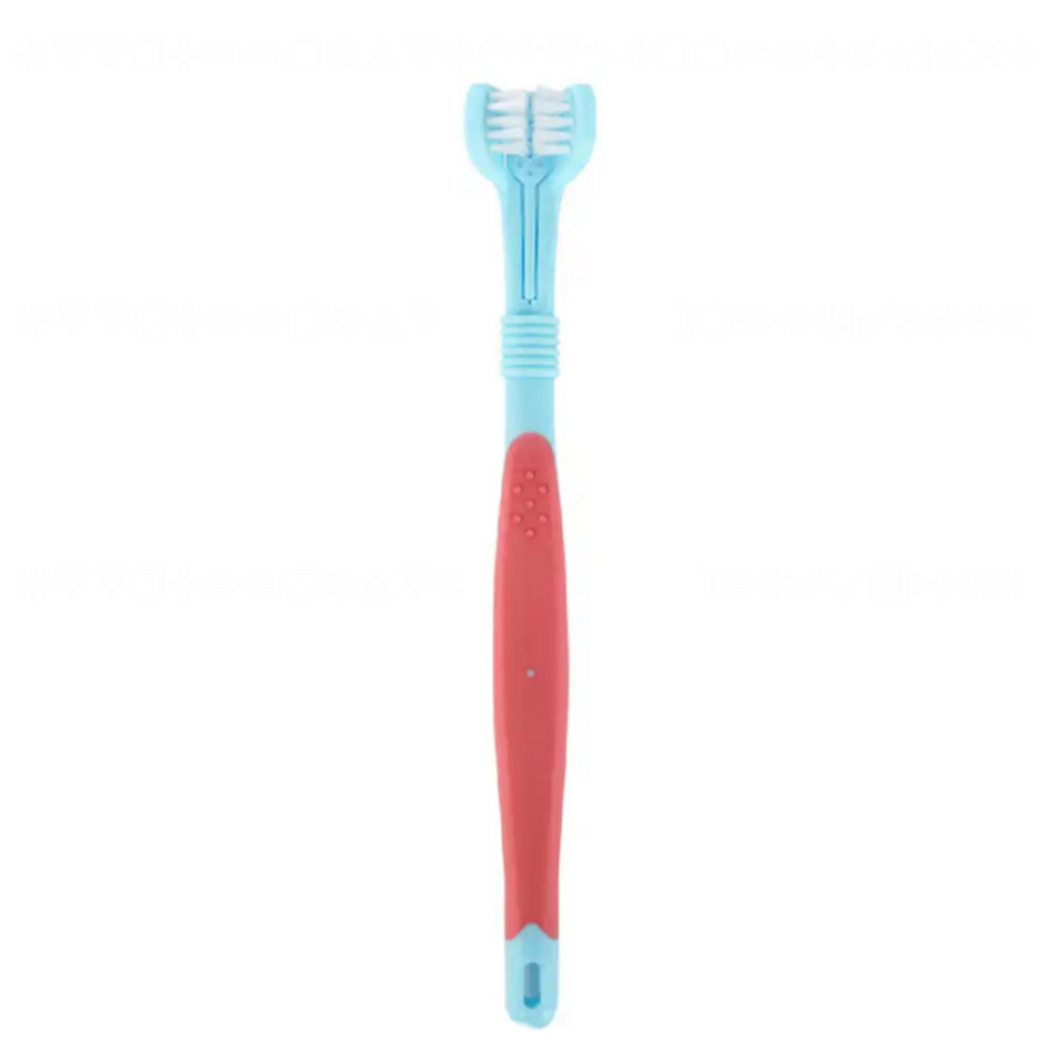 Three Sided Dog Cat Toothbrush Three-Head Multi-angle Toothbrush