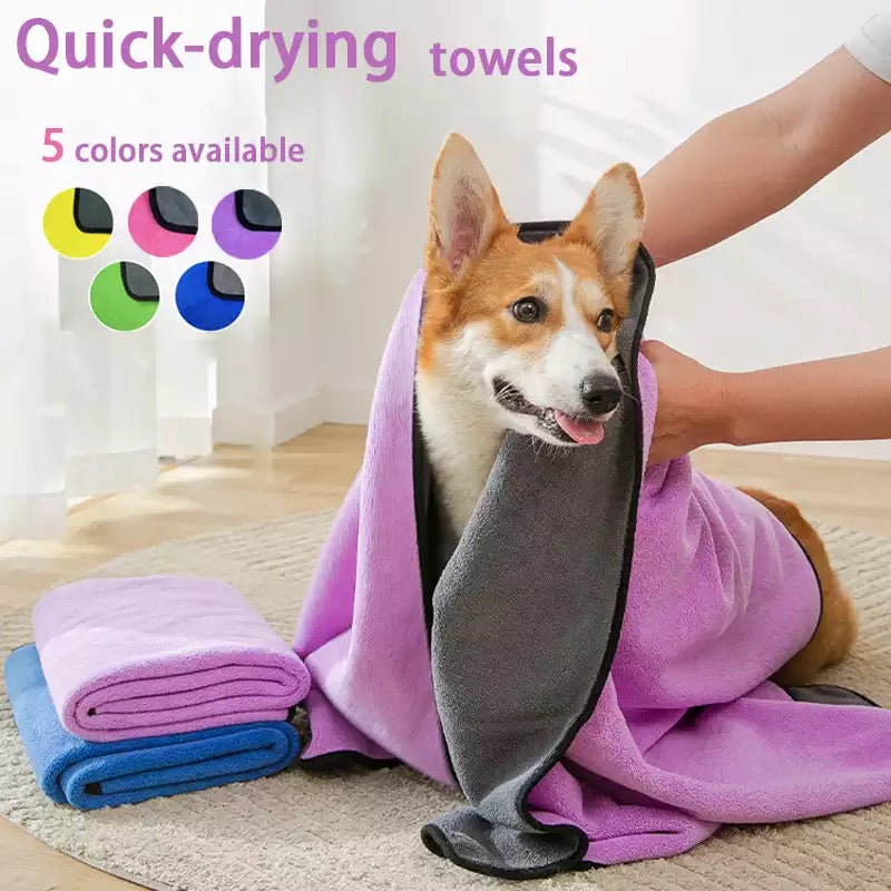 Quick-drying Pet Dog and Cat Towels Soft Fiber Towels Water-absorbent Bath Towel